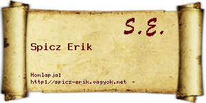 Spicz Erik névjegykártya